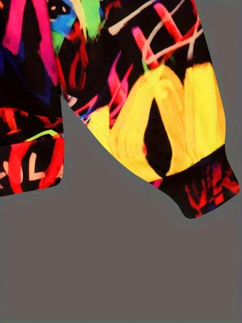 お試し価格1,690円★ストリートレターグラフィティペイントアートプリント長袖スポーツスウェットシャツパーカー日本サイズXL相当 < 男性ファッション  お試し価格1,690円★ストリートレターグラフィティペイントアートプリント長袖スポーツスウェットシャツパーカー日本サイズXL相当 < 男性ファッションの