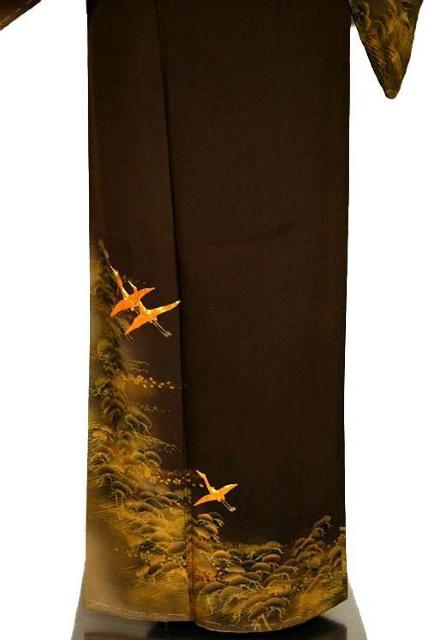 付下げ 中古 着物 送料無料 最高級 未使用品 金彩 金駒シシュウ 鶴 松 波 身丈156cm 裄丈64.5cm T3685 < 女性ファッション 付下げ 中古 着物 送料無料 最高級 未使用品 金彩 金駒シシュウ 鶴 松 波 身丈156cm 裄丈64.5cm T3685 < 女性ファッションの