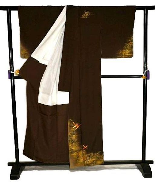 付下げ 中古 着物 送料無料 最高級 未使用品 金彩 金駒シシュウ 鶴 松 波 身丈156cm 裄丈64.5cm T3685 < 女性ファッション 付下げ 中古 着物 送料無料 最高級 未使用品 金彩 金駒シシュウ 鶴 松 波 身丈156cm 裄丈64.5cm T3685 < 女性ファッションの