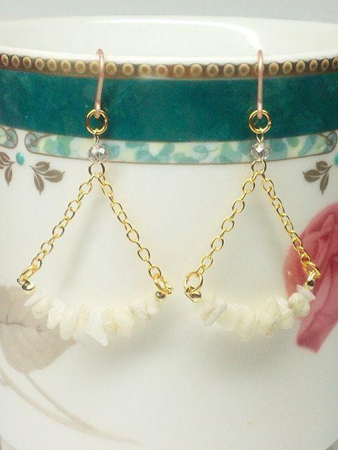 ゴールド半貴石ナチュラル&ローズスワロ樹脂フック☆ < 女性アクセサリー/時計  ゴールド半貴石ナチュラル&ローズスワロ樹脂フック☆  < 女性アクセサリー/時計の