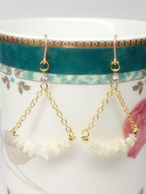 ゴールド半貴石ナチュラル&ローズスワロ樹脂フック☆ < 女性アクセサリー/時計  ゴールド半貴石ナチュラル&ローズスワロ樹脂フック☆ < 女性アクセサリー/時計の