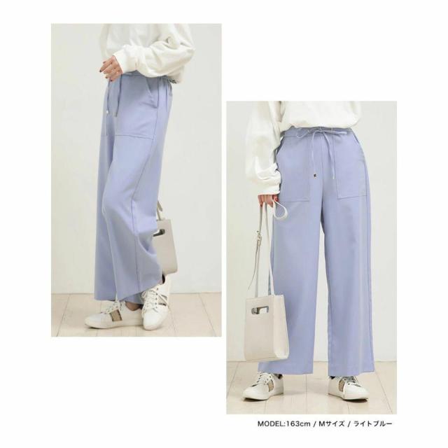 SUNFLOWERドローストリングワイドパンツ M ライトブルー 新品 < 女性ファッション  SUNFLOWERドローストリングワイドパンツ M ライトブルー 新品 < 女性ファッションの