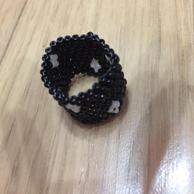 白黒ビーズリング 男女兼用 < 女性ファッション  白黒ビーズリング 男女兼用 < 女性ファッションの