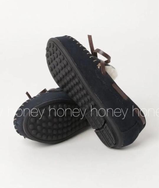 SALE●定価3,850円●kidsリアルファーモカシン 19cm●ネイビー紺 < キッズ/ベビー  SALE●定価3,850円●kidsリアルファーモカシン 19cm●ネイビー紺 < キッズ/ベビーの