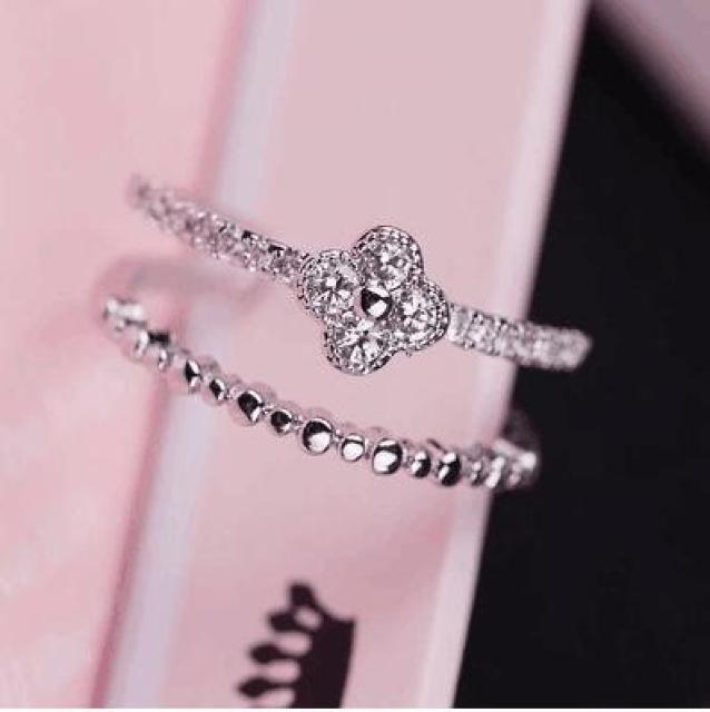 即日発送※婚約指輪 9号〜21号 クローバー Czダイヤ※フリーサイズ リング ギフト < 女性アクセサリー/時計  即日発送※婚約指輪 9号〜21号 クローバー Czダイヤ※フリーサイズ リング ギフト < 女性アクセサリー/時計の