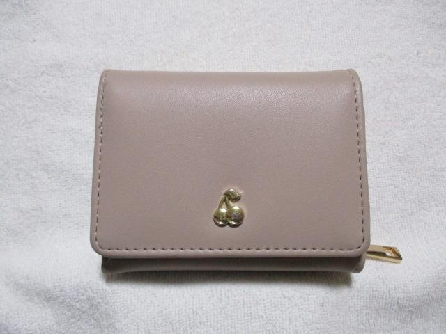 ミニ財布 ウォレット ミニサイズ 3つ折り 小銭入れ チェリー ピンク(くすみカラー) < 女性ファッション  ミニ財布 ウォレット ミニサイズ 3つ折り 小銭入れ チェリー ピンク(くすみカラー)  < 女性ファッションの