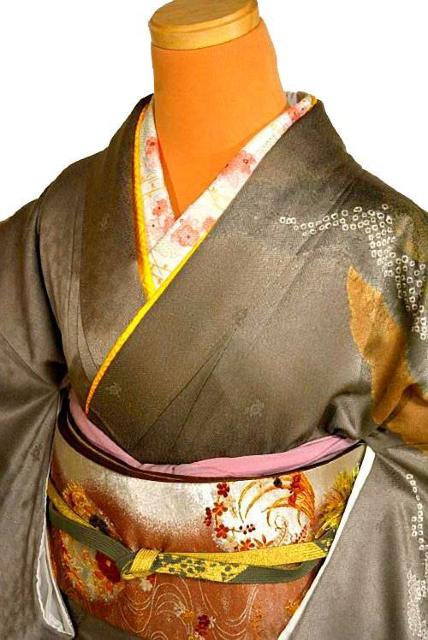 【最高級】美品 金彩 絞り シシュウ 花柄 1つ紋 クリーニング済 訪問着 身丈158cm 裄丈66cm T3548 < 女性ファッション  【最高級】美品 金彩 絞り シシュウ 花柄 1つ紋 クリーニング済 訪問着 身丈158cm 裄丈66cm T3548 < 女性ファッションの