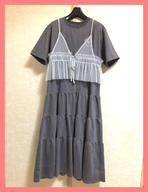 ☆超美品☆レースベスト付きバックロゴフリルマキシカットソーワンピ☆ < 女性ファッション  ☆超美品☆レースベスト付きバックロゴフリルマキシカットソーワンピ☆  < 女性ファッションの