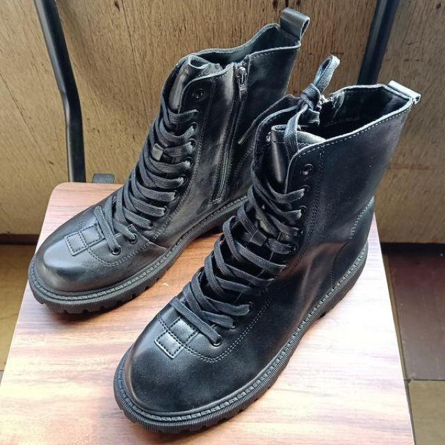 新品 24.5cm レディース ブーツ ブラック 厚底 シューズ ショートブーツ < 女性ファッション 新品 24.5cm レディース ブーツ ブラック 厚底 シューズ ショートブーツ < 女性ファッションの