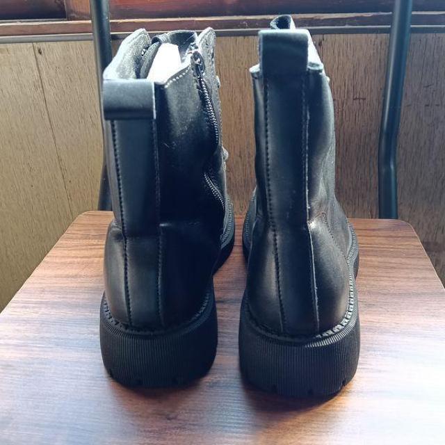 新品 24.5cm レディース ブーツ ブラック 厚底 シューズ ショートブーツ < 女性ファッション 新品 24.5cm レディース ブーツ ブラック 厚底 シューズ ショートブーツ < 女性ファッションの