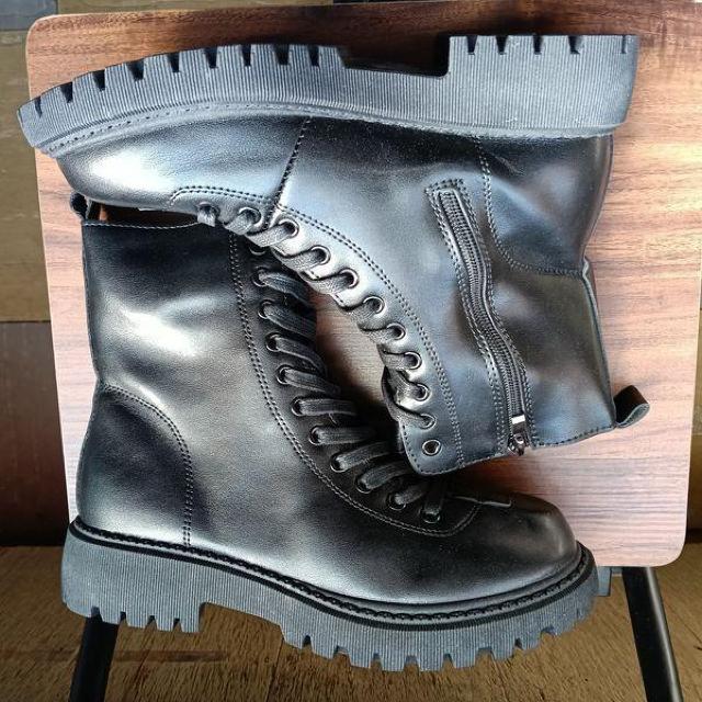 新品 24.5cm レディース ブーツ ブラック 厚底 シューズ ショートブーツ < 女性ファッション 新品 24.5cm レディース ブーツ ブラック 厚底 シューズ ショートブーツ < 女性ファッションの