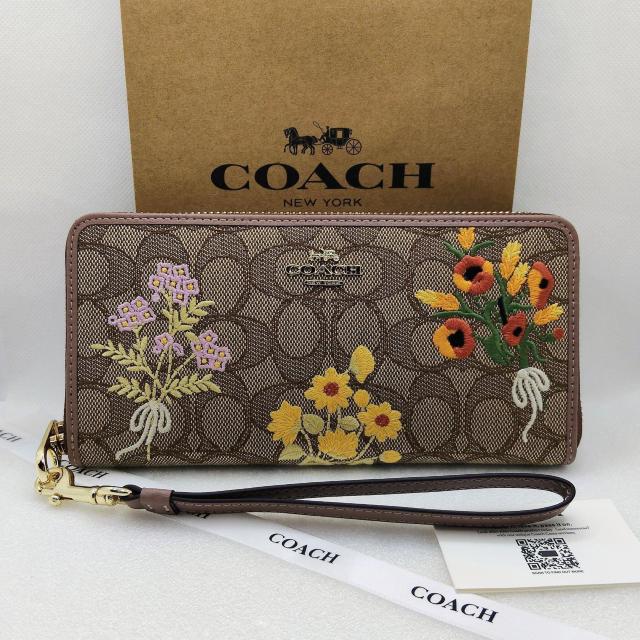 新商品 COACH コーチ 長財布 ジップアラウンドシグネチャー 正規品