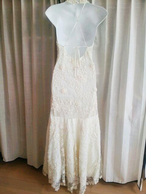 Chicas白レースフラワースパンインポートマーメイドロングドレス < 女性ファッション  Chicas白レースフラワースパンインポートマーメイドロングドレス < 女性ファッションの