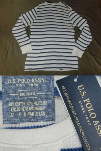 【US.POLO.ASSN.】薄手ニット素材 ボーダー柄セーターUS M < 男性ファッション  【US.POLO.ASSN.】薄手ニット素材 ボーダー柄セーターUS M < 男性ファッションの