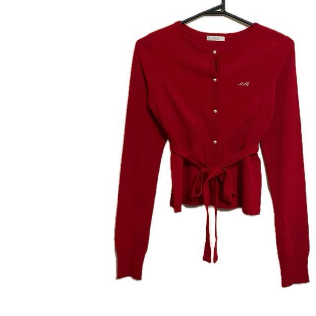 MILK ワンポイント 刺繍 長袖 ニット カーディガン < ブランド MILK ワンポイント 刺繍 長袖 ニット カーディガン < ブランドの