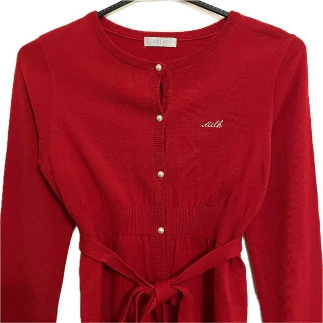 MILK ワンポイント 刺繍 長袖 ニット カーディガン < ブランド MILK ワンポイント 刺繍 長袖 ニット カーディガン < ブランドの