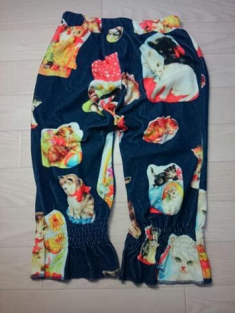 ●ムチャチャ● ネコ柄転写プリ パイル生地パンツ M < ブランド ●ムチャチャ● ネコ柄転写プリ パイル生地パンツ M < ブランドの
