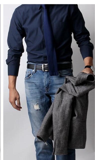 LLサイズ!高貴紳士的!形態安定!男際立つ!男の濃紺色合い!長袖!ボタンダウンワイシャツ!新品! < 男性ファッション  LLサイズ!高貴紳士的!形態安定!男際立つ!男の濃紺色合い!長袖!ボタンダウンワイシャツ!新品! < 男性ファッションの