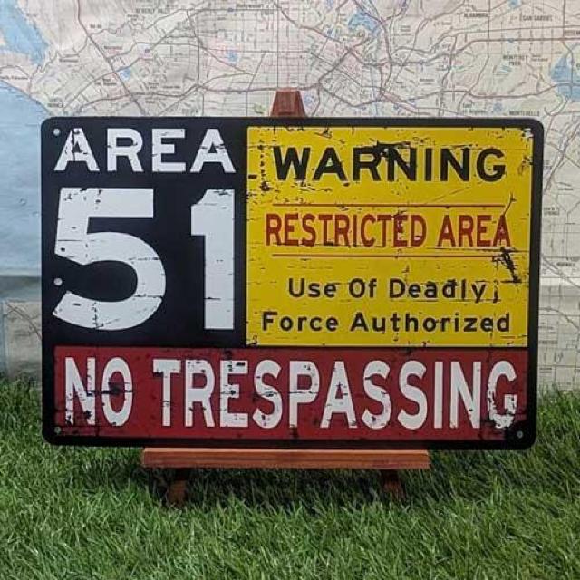 新品【ブリキ看板】AREA51/エリア51 Warning -L- < ホビー  新品【ブリキ看板】AREA51/エリア51 Warning -L-  < ホビーの