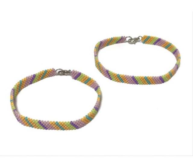 hハンドメイド〓マグネットビーズブレスレット男女ペア〓マルチストライプ < 女性ファッション hハンドメイド〓マグネットビーズブレスレット男女ペア〓マルチストライプ < 女性ファッションの