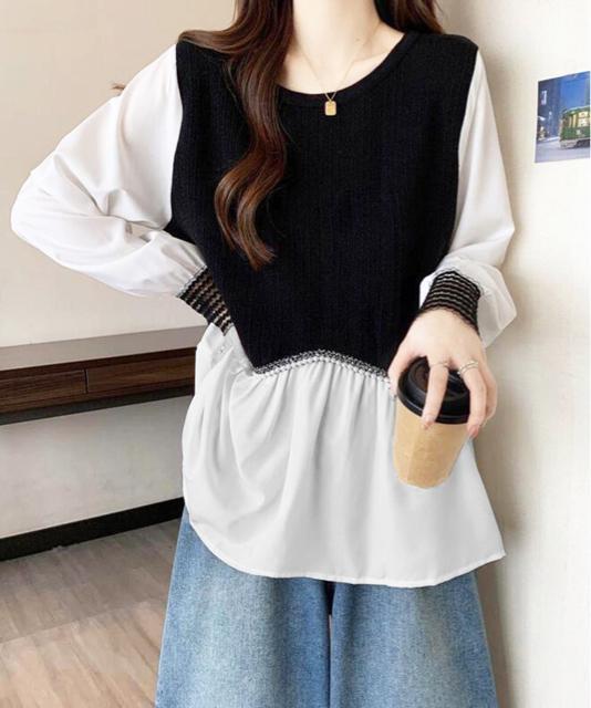 送料無料 新品 シャツブラウス 異素材 トップス 長袖 < 女性ファッション  送料無料 新品 シャツブラウス 異素材 トップス 長袖 < 女性ファッションの