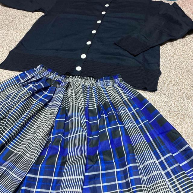 セットアップ 前開きニット フレアロングスカート 大きいサイズ < 女性ファッション セットアップ 前開きニット フレアロングスカート 大きいサイズ < 女性ファッションの