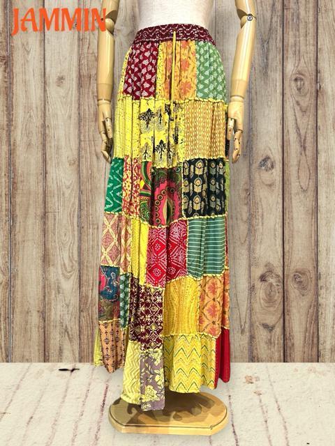 パッチワークロングスカート アジアン ヒッピー エスニック パッチワーク < 女性ファッション パッチワークロングスカート アジアン ヒッピー エスニック パッチワーク < 女性ファッションの