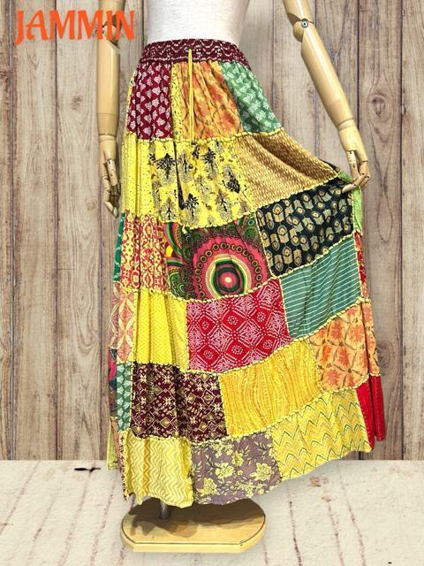 パッチワークロングスカート アジアン ヒッピー エスニック パッチワーク < 女性ファッション パッチワークロングスカート アジアン ヒッピー エスニック パッチワーク < 女性ファッションの