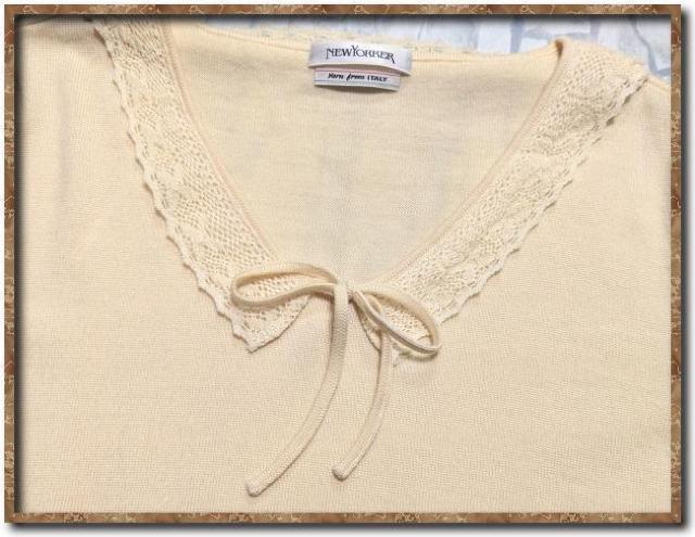 ニューヨーカー リボン&レース付きウールニット アイボリー < ブランド  ニューヨーカー リボン&レース付きウールニット アイボリー < ブランドの