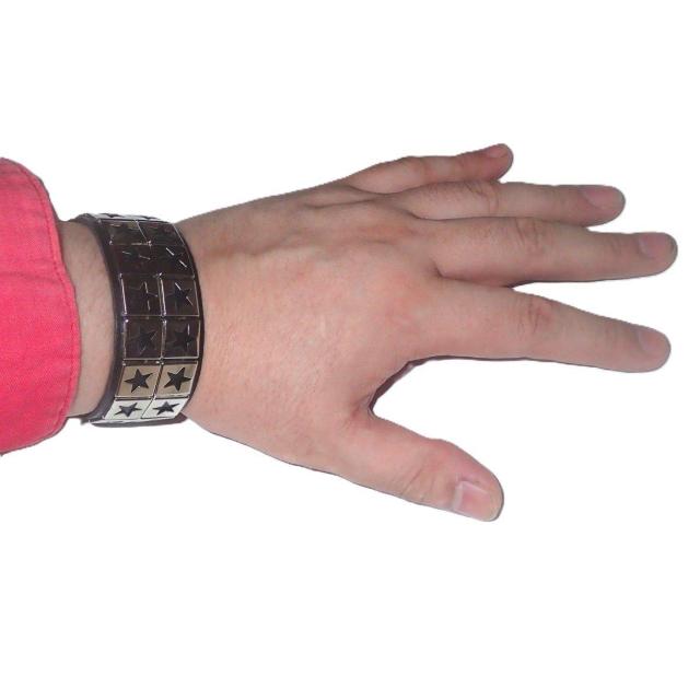 スタッズ 鋲 星 スター 2列 レザーブレスレット ブレスレット アクセサリー バングル リストバンド ロック パンク 黒色 @ < 男性アクセサリー/時計  スタッズ 鋲 星 スター 2列 レザーブレスレット ブレスレット アクセサリー バングル リストバンド ロック パンク 黒色 @ < 男性アクセサリー/時計の