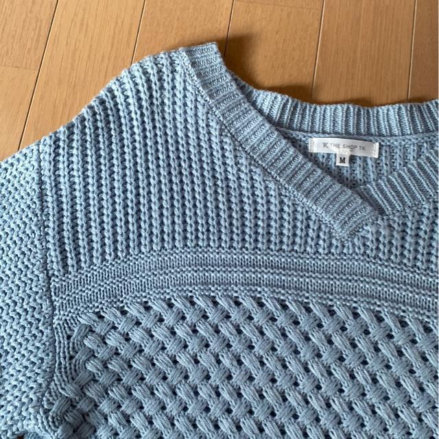 THE SHOP TK ブルー系ニットセーター/サイズM/レディース冬服 < 女性ファッション  THE SHOP TK ブルー系ニットセーター/サイズM/レディース冬服 < 女性ファッションの
