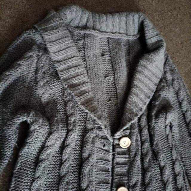 グレー ロングカーディガン ワンピース リブ  ニット < 女性ファッション  グレー ロングカーディガン ワンピース リブ  ニット < 女性ファッションの