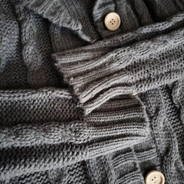 グレー ロングカーディガン ワンピース リブ  ニット < 女性ファッション  グレー ロングカーディガン ワンピース リブ  ニット < 女性ファッションの