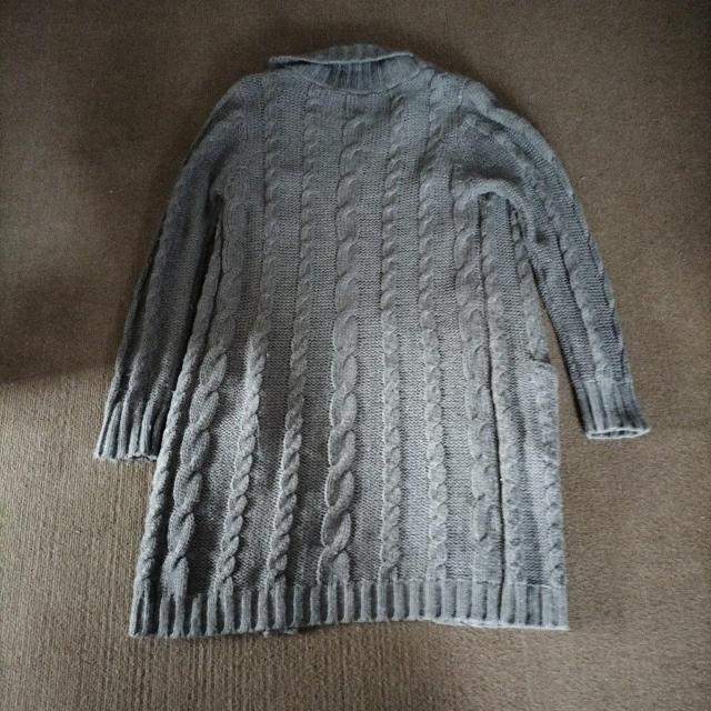 グレー ロングカーディガン ワンピース リブ  ニット < 女性ファッション  グレー ロングカーディガン ワンピース リブ  ニット < 女性ファッションの