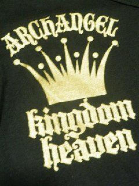 オラオラ.お兄♪バックサークル&クラウンプリントTシャツ ブラック×ゴールド < 男性ファッション オラオラ.お兄♪バックサークル&クラウンプリントTシャツ ブラック×ゴールド < 男性ファッションの