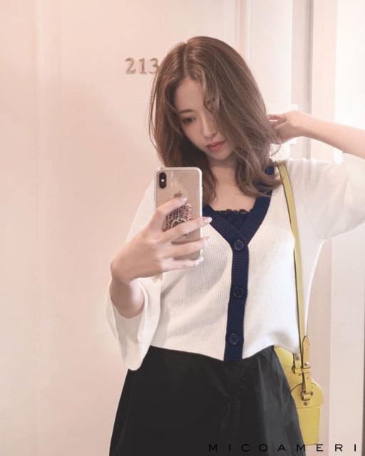 MICOAMERI☆バイカラーカーディガン☆ホワイト×ネイビー☆超美品 < ブランド MICOAMERI☆バイカラーカーディガン☆ホワイト×ネイビー☆超美品 < ブランドの