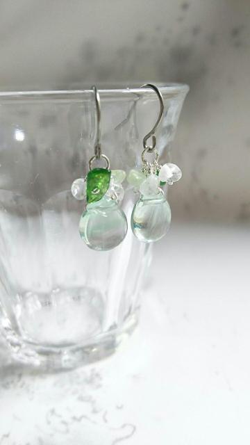 *フローライトの若緑ピアス*SF 21025 < 女性ファッション  *フローライトの若緑ピアス*SF 21025  < 女性ファッションの