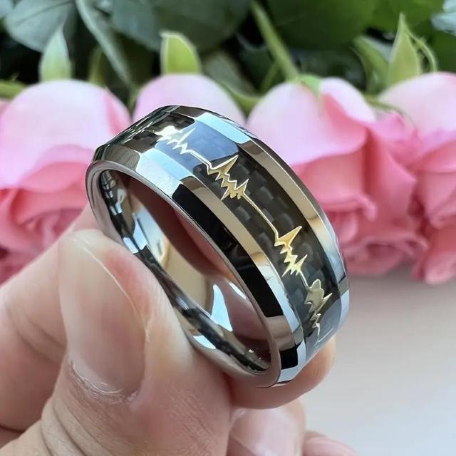 残1点★8mm メンズブラックカーボンファイバーリング エッジブラックカーボンファイバーインレイドUSA12号  日本サイズ26号 < 男性アクセサリー/時計  残1点★8mm メンズブラックカーボンファイバーリング エッジブラックカーボンファイバーインレイドUSA12号  日本サイズ26号 < 男性アクセサリー/時計の