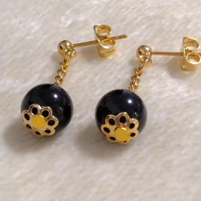 A★ハンドメイド★ブラックオニキス★ピアス♪チェーン♪魔除け < 女性アクセサリー/時計 A★ハンドメイド★ブラックオニキス★ピアス♪チェーン♪魔除け < 女性アクセサリー/時計の
