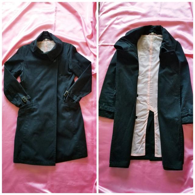 ★Pink Bunnys★黒ブラック裏地ピンク可愛い♪襟元3wayカラー♪お洒落細見え♪綿コットンピーチスキン加工長袖ロングコート < 女性ファッション  ★Pink Bunnys★黒ブラック裏地ピンク可愛い♪襟元3wayカラー♪お洒落細見え♪綿コットンピーチスキン加工長袖ロングコート < 女性ファッションの