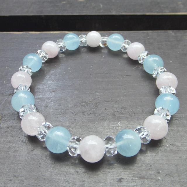 アクアマリンxモルガナイトブレスレット 天然石 パワーストーン < 女性アクセサリー/時計 アクアマリンxモルガナイトブレスレット 天然石 パワーストーン < 女性アクセサリー/時計の