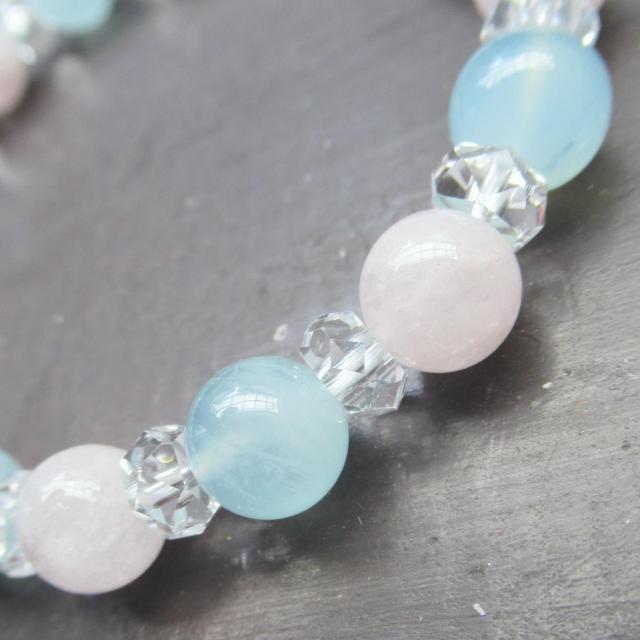 アクアマリンxモルガナイトブレスレット 天然石 パワーストーン < 女性アクセサリー/時計 アクアマリンxモルガナイトブレスレット 天然石 パワーストーン < 女性アクセサリー/時計の