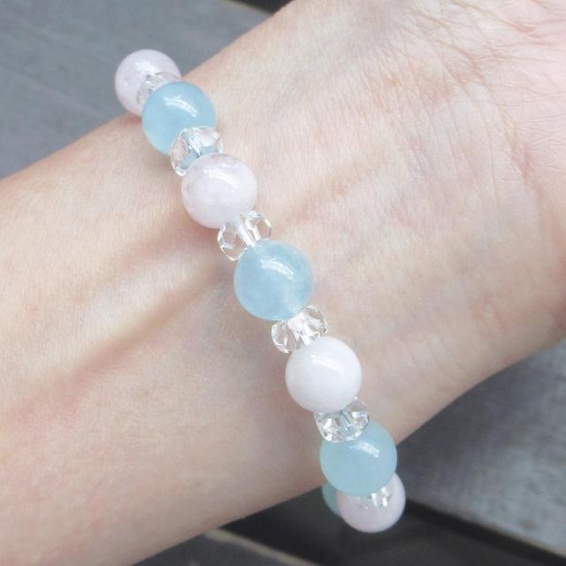 アクアマリンxモルガナイトブレスレット 天然石 パワーストーン < 女性アクセサリー/時計 アクアマリンxモルガナイトブレスレット 天然石 パワーストーン < 女性アクセサリー/時計の