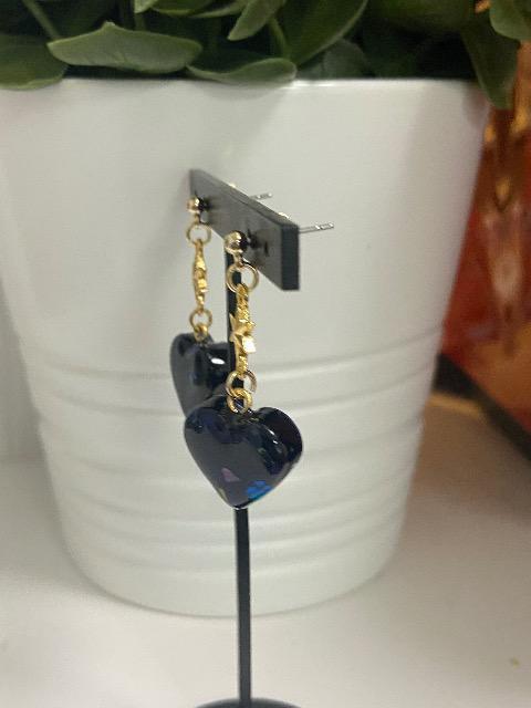 ハンドメイド レジン ハートピアス ブラック < 女性ファッション  ハンドメイド レジン ハートピアス ブラック < 女性ファッションの