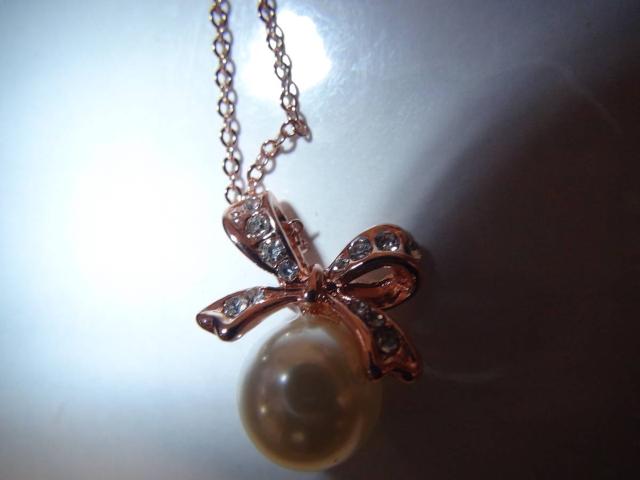 パール リボン ネックレス ローズゴールド 真珠!。 < 女性アクセサリー/時計 パール リボン ネックレス ローズゴールド 真珠!。 < 女性アクセサリー/時計の