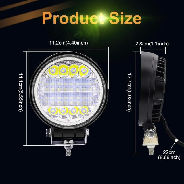 ワークライト 72W LED 作業灯 4.5インチ 丸型 広角/狭角 車外灯 ホワイト 6500K 12V-80V ブルーライト < 自動車/バイク ワークライト 72W LED 作業灯 4.5インチ 丸型 広角/狭角 車外灯 ホワイト 6500K 12V-80V ブルーライト < 自動車/バイク