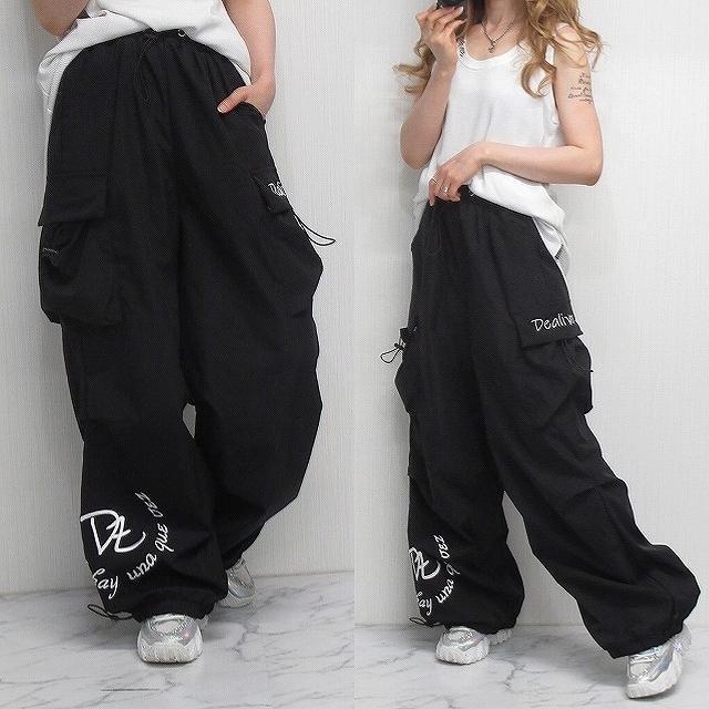 NEW最新wML【Dealivez】 刺繍リーフロゴ カーゴパンツ ワイドパンツ < 男性ファッション  NEW最新wML【Dealivez】 刺繍リーフロゴ カーゴパンツ ワイドパンツ < 男性ファッションの