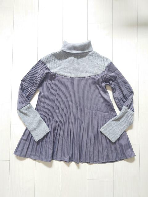 異素材切替ハイネックニットプリーツブラウス < 女性ファッション  異素材切替ハイネックニットプリーツブラウス < 女性ファッションの