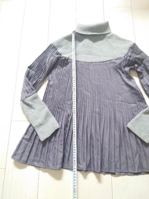 異素材切替ハイネックニットプリーツブラウス < 女性ファッション  異素材切替ハイネックニットプリーツブラウス < 女性ファッションの