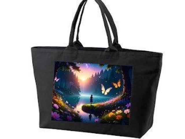 ヘヴィー キャンバス ジップトートバッグ ブラック 新世界 孤独 美しさ 両面 < 女性ファッション ヘヴィー キャンバス ジップトートバッグ ブラック 新世界 孤独 美しさ 両面 < 女性ファッションの